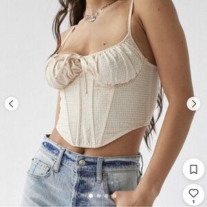 Urban Outfitters Cream Gingham Corset Top Women's!